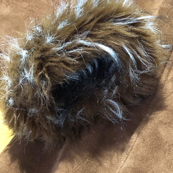 Carolina Colours Womens Size M Tan Genuine Suede Leather Faux Fur Shearling Coat - Picture 4 of 12